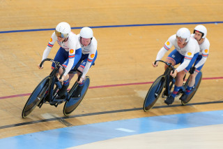 Silver medal for Lora Fachie, Corrine Hall, Neil Fachie and Matt Rotherham in the tandem team pursuit