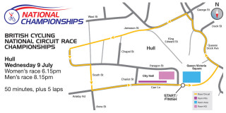 Course map for the 2014 British Cycling National Circuit Race Championships.