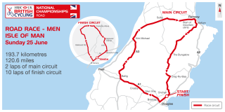 The course map for the men's road race at the 2017 HSBC UK | National Road Championships on the Isle of Man