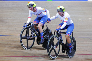 Neah Evans and Laura Kenny take fifth in the women's Madison race