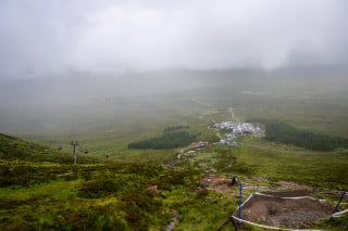 National Downhill championships at Glencoe, view across whole track.