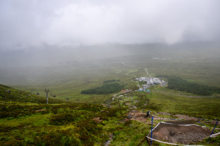 National Downhill championships at Glencoe, view across whole track.