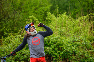 National 4X Series Dan Wagstaff Round 2 winner, Afan forest views in the distance.