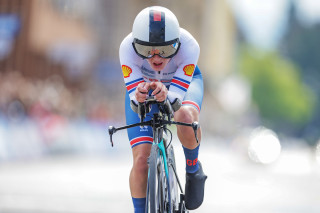 Daphne Schrager in the women's C2 TT at the 2024 Para-cycling road world championships