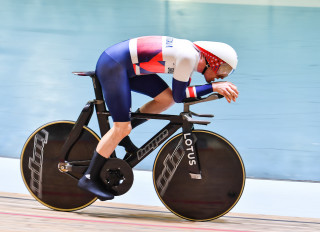 Ed Clancy riding on the velodrome