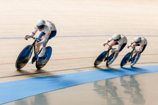 Harry Radford, Hayden Norris and Harry Ledingham-Horn at the 2025 UEC Track Elite European Championships