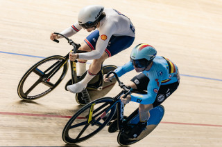 Hayden Norris in the me'ns sprint at the 2025 UEC Track Elite European Championships