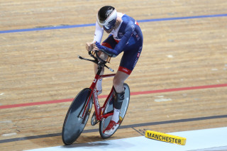 Dave Smith winning bronze at the Manchester Para-cycling International