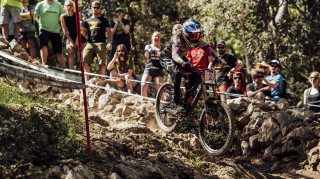 Tahnee Seagrave rides past fans as she rides down the course in Losinj Croatia