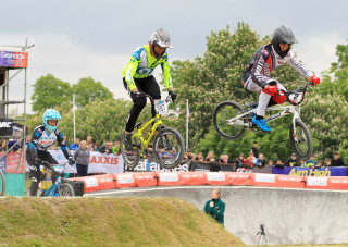 Eddie Moore and Kye White racing during the 2019 HSBC UK | National BMX Supercross Series.