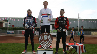 Ben Mould at the top of the podium in the 2016 British Cycling National Cycle Speedway Championships