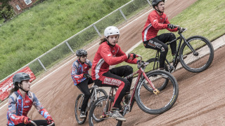The Junior riders race in the British Cycling Cycle Speedway Supertrax Series
