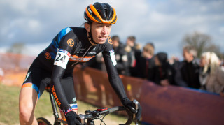 Helen Wyman on her way to seventh place at the UCI Cyclo-cross World Cup round six, Lignieres-en-Berry, France, 17 January 2016