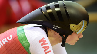 Ciara Horne ready to start the 3000-metre individual pursuit at the 2014 Commonwealth Games in Glasgow. Image: SWPIX/Alex Broadway.