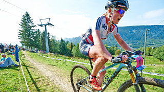 Annie Last at round two of the UCI Mountain Bike World Cup Cross-country