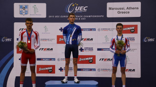 The junior men's points race podium