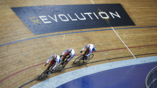 Great Britain's women track sprinters in training
