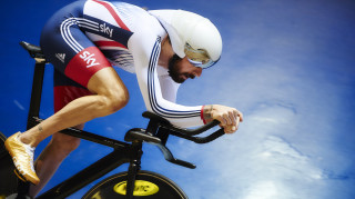 Sir Bradley Wiggins in training at the National Cycling Centre