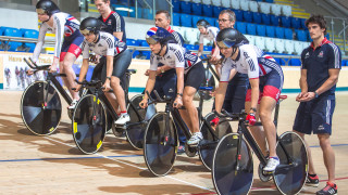Great Britain Cycling Team's women team pursuit squad training in Derby.