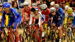 Laura Trott in the omnium at the UEC European Track Championships in Grenchen.