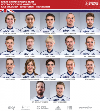 Great Britain Cycling Team that will compete at the first round of the 2015/16 UCI Track Cycling World Cup in Cali