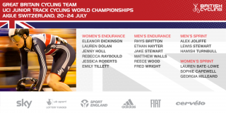 The eighteen-strong squad for the UCI Junior Track World Championships