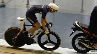 Team GB's Becky James trains in Newport