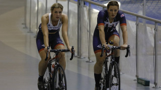 Team GB's Becky James and Katy Marchant trains in Newport ahead of the Rio Olympic Games 
