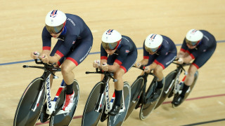 Katie Archibald with Joanna Rowsell Shand, Elinor Barker and Laura Kenny at the 2016 Rio Olympic Games