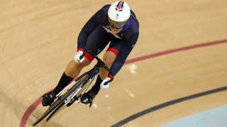 Team GB's Katy Marchant sets a qualifying time in the sprint at the Rio Olympics