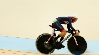 Team GB's Laura Trott competes in the flying lap in the omnium at the Rio Olympics