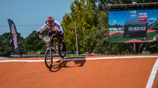 Kyle Evans racing at the Sarasota UCI BMX Supercross World Cup