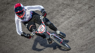 Kyle Evans in the time trial at the Sarasota UCI BMX Supercross World Cup