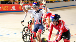 Great Britain Cycling Team's Elinor Barker wins the point race at the Tissot UCI Track Cycling World Cup in Apeldoorn.