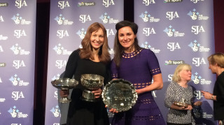 Joanna Rowsell Shand and Dame Sarah Storey celebrate success at the SJA British Sports Awards