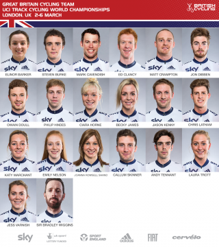 Great Britain Cycling Team for the 2016 UCI Track Cycling World Championships