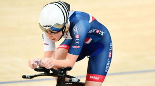 Great Britain Cycling Team's Manon Lloyd competes in the individual pursuit at the Tissot UCI Track Cycling World Cup