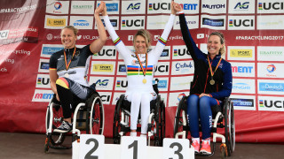 Mel Nicholls medals in her Great Britain Cycling Team debut