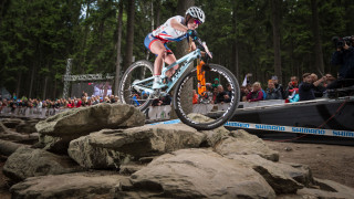 Great Britain Cycling Team's Evie Richards competes in the 2017 UCI Mountain Bike World Cup