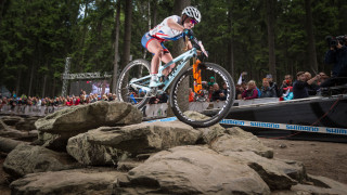 Great Britain Cycling Team's Evie Richards in action at the UCI MTB World Cup.