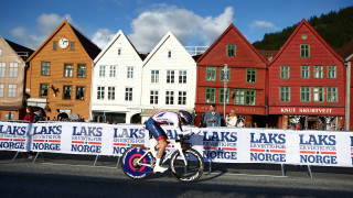 Great Britain Cycling Team's Scott Davies finishes 10th in the under-23 men's time trial at the UCI Road World Championships