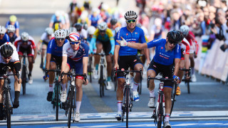 Great Britain Cycling Team's Jake Stewart finishes fifth in the junior men's road race