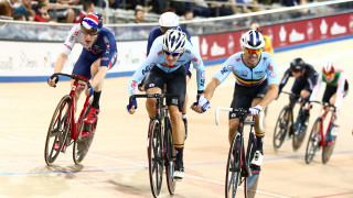 Great Britain Cycling Team's Mark Stewart and Ollie Wood (not pictured) win bronze in the Madison at the Tissot UCI Track Cycling World Cup in Milton, Canada