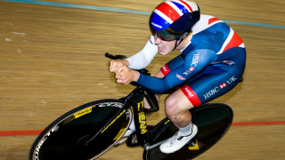 Rhys Britton gives it his all in the junior men's individual pursuit bronze medal final