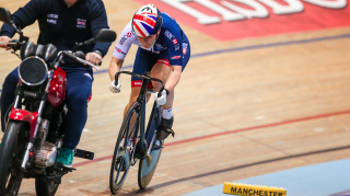 Katy Marchant of the Great Britain Cycling Team train ahead of the UCI World Track Cycling Championships in Hong Kong