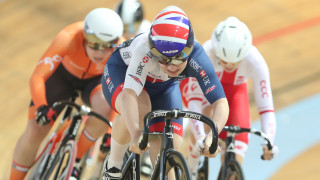 Lauren Bate in the women's keirin at the Junior Track World Championships