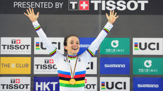 Great Britain Cycling Team's Elinor Barker celebrates winning the points world title in 2017 - an event she will also compete in during the 2018 championships in Apeldoorn.