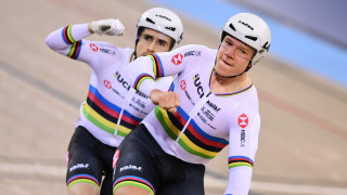 Neil Fachie and Matt Rotherham at the 2018 London Tissot UCI Track Cycling World Cup.