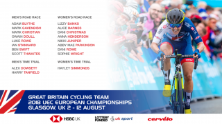 Great Britain Cycling Team for the road events at the Glasgow European Championships