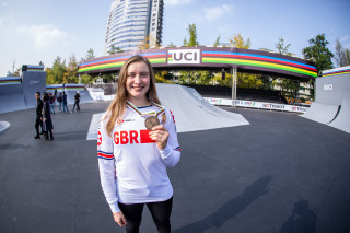 Charlotte Worthington bronze medal in Chengdu, at the 2019 UCI Urban Cycling World Championships.